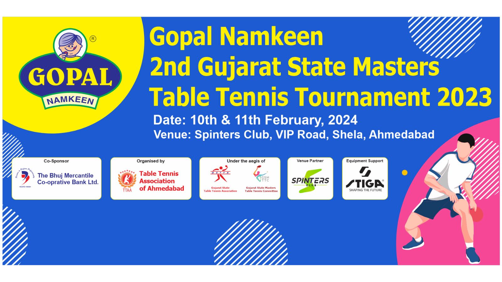 Gopal Namkeen 2nd Gujarat State Masters Table Tennis Tournament 2023